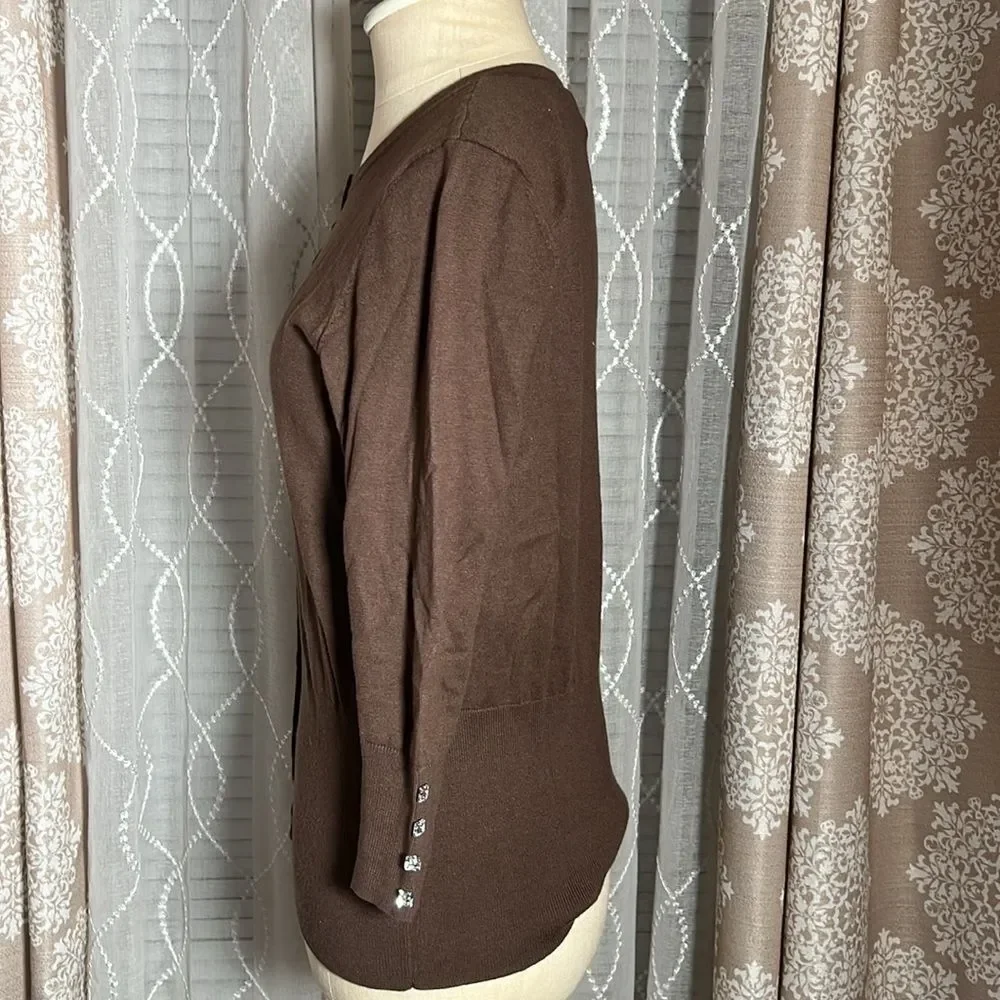 VERTICAL DESIGN sweater with jewel buttons and a cotton/silk blend size medium - Picture 3 of 6
